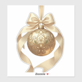Pegatina Elegant Christmas Ornament Beige and Brown