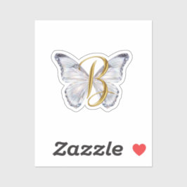 Pegatina Elegant Floral Butterfly Letter B - Artistic Monog