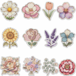 Pegatina Elegant Floral Stickers with Gold Outline – Luxury