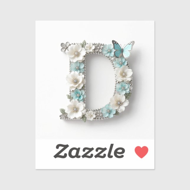 Pegatina Elegant Floral Your Monogram D Vinyl Stickers (Hoja)