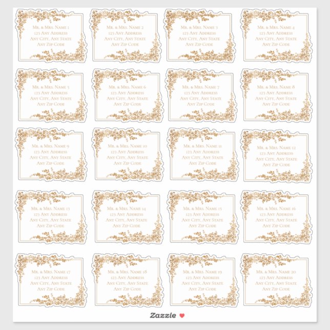Pegatina Elegant Gold Floral Leaf Address Labels (Hoja)
