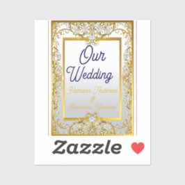 Pegatina Elegant Gold & Silver Wedding Invitation