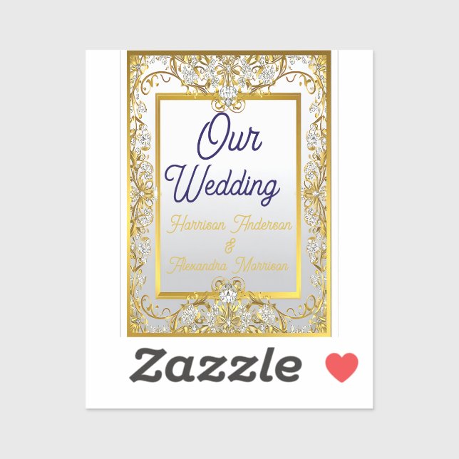 Pegatina Elegant Gold & Silver Wedding Invitation (Hoja)