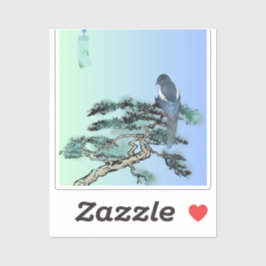Pegatina Elegant Magpie Bird Bonsai Aesthetic Sticker 