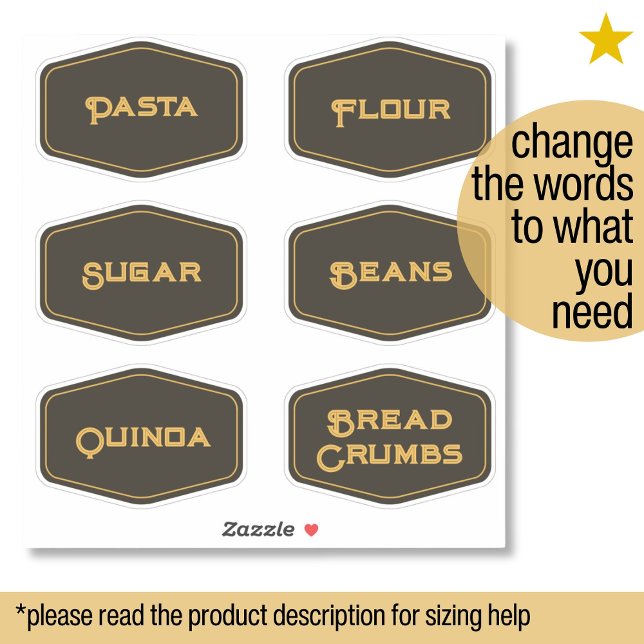 Pegatina Elegant Modern Black Gold Pantry Food Jar Labels (Subido por el creador)
