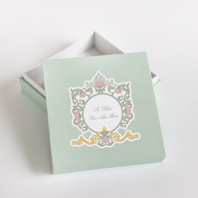 Pegatina Elegant Sage Green and Gold Art Nouveau (Subido por el creador)