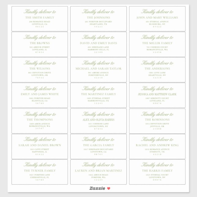 Pegatina Elegant Sage Green Wedding Guest Address Labels (Hoja)