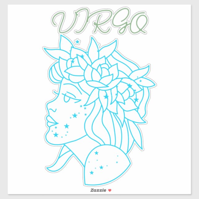 Pegatina Elegant Virgo Zodiac Sign T-Shirt Astrology Gift  (Hoja)