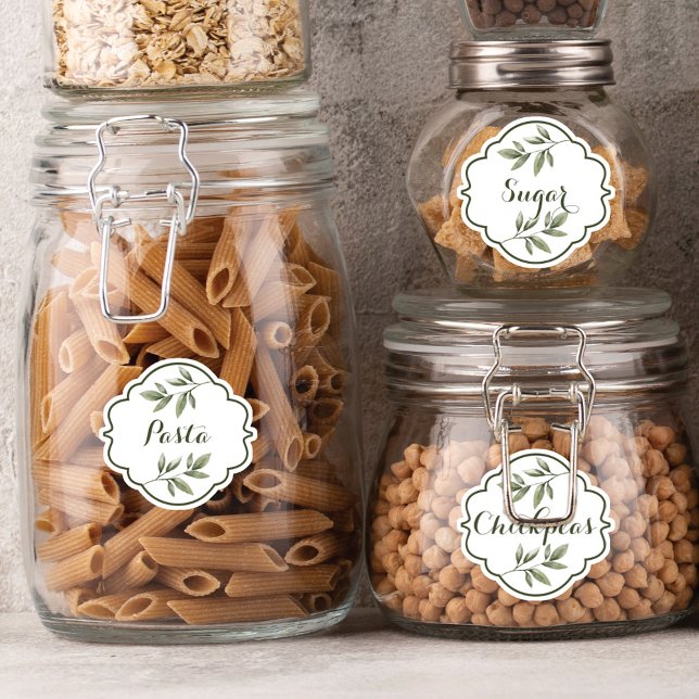 Pegatina Elegante acuarela Foliage Personalizado Pantry Lab (Subido por el creador)