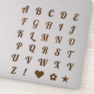 Pegatina Elegante alfabeto de letras mayúsculas en bronce