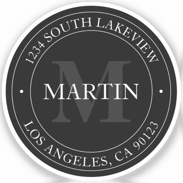 Pegatina Elegante blanco negro y gris (Anverso)