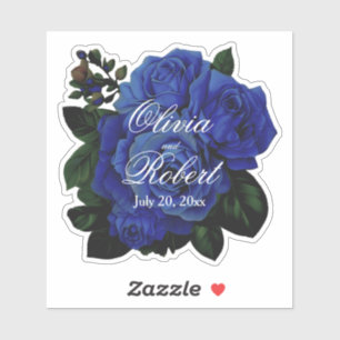 Pegatina Elegante boda de rosas azules