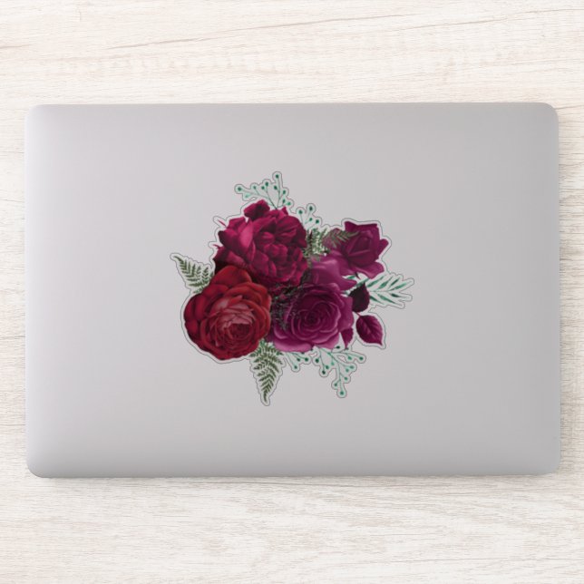 Pegatina Elegante Bouquet Magenta Rosa Floral (Ordenador)