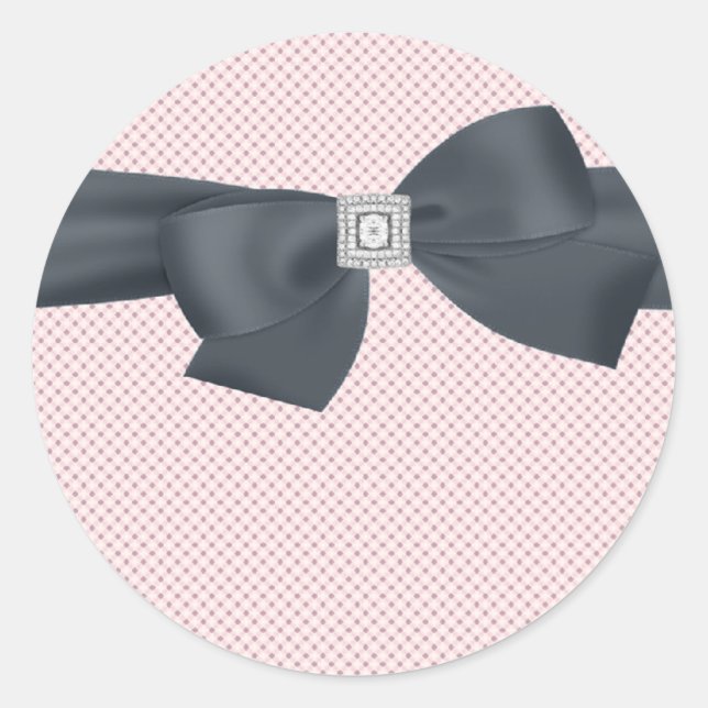 Pegatina elegante Bow negro rosa (Anverso)