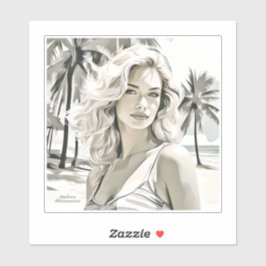 Pegatina Elegante chica en blanco y negro