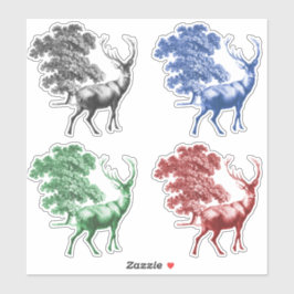 Pegatina Elegante conjunto de ciervos de tela veneciana de 