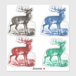 Pegatina Elegante conjunto de ciervos de tela veneciana de 