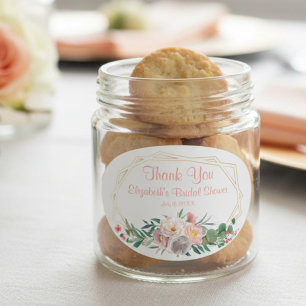 Pegatina elegante Coral Bridal Shower Square