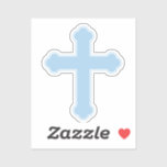 Pegatina Elegante Cruz Azul<br><div class="desc">Elegante diseño de cruz azul para bebés bautizados y cristianos.</div>