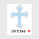 Pegatina Elegante Cruz Azul<br><div class="desc">Elegante diseño de cruz azul para bebés bautizados y cristianos.</div>