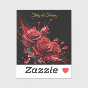 Pegatina Elegante cumpleaños número 30 - Rosas en flor