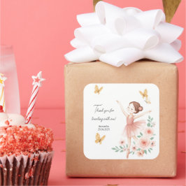Pegatina elegante de Ballerina Birthday Square