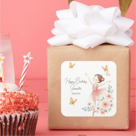 Pegatina elegante de Ballerina Birthday Square