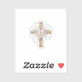 Pegatina elegante de cruz floral pastel de primave