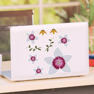 Pegatina Elegante Dianthus Hand-Drawn Floral Botanical