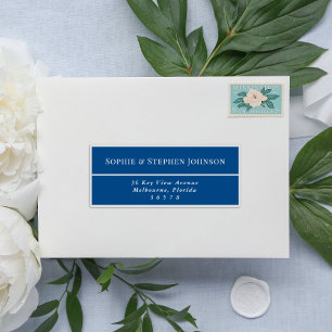 Pegatina Elegante dirección de invitado Boda azul de la Mar