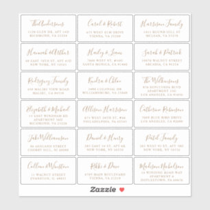 Pegatina Elegante dirección de invitado del Boda Gold Scrip