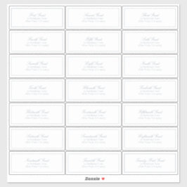 Pegatina Elegante dirección de invitado Dusty Blue Classic