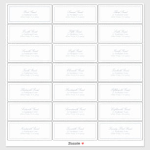 Pegatina Elegante dirección de invitado Dusty Blue Classic 