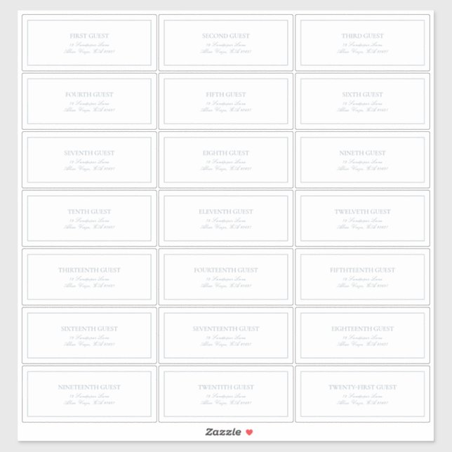 Pegatina Elegante dirección de invitado Dusty Blue Classic  (Hoja)