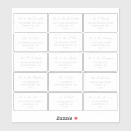 Pegatina Elegante dirección individual Boda plateado y blan