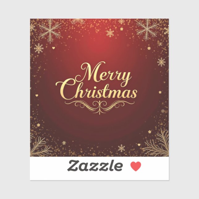 Pegatina Elegante diseño de navidad rojo y dorado (Hoja)