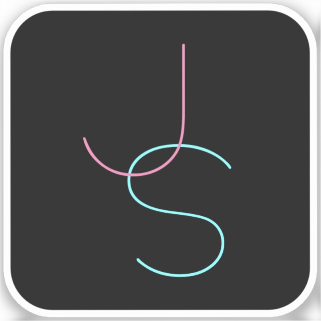 Pegatina Elegante Editable Cualquier Dos Iniciales De Estil (Anverso)