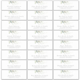 Pegatina Elegante Greenery Moderno Nombre de invitado Etiqu