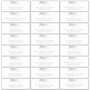 Pegatina Elegante Greenery Moderno Nombre de invitado Etiqu