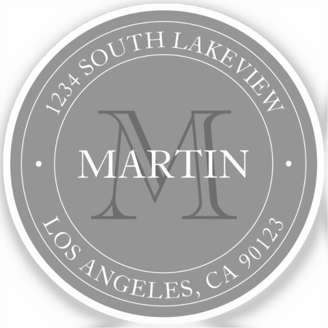 Pegatina Elegante gris y blanco moderno | Transparente (Anverso)