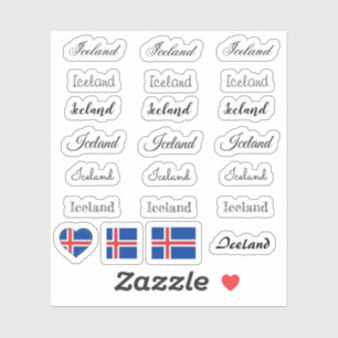 Pegatina Elegante guión Islandia y Bandera islandesa /nombr
