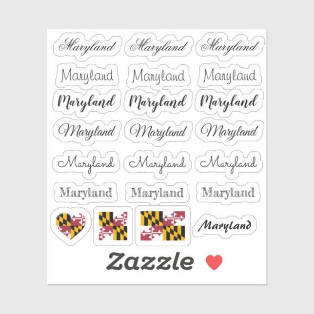 Pegatina Elegante guión Maryland & Maryland Flag /name Set (Hoja)