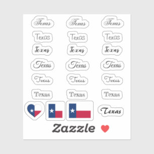Pegatina Elegante guión Texas & Texas Flag USA /name Set