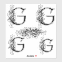 Elegante Letra floral monograma G grabada