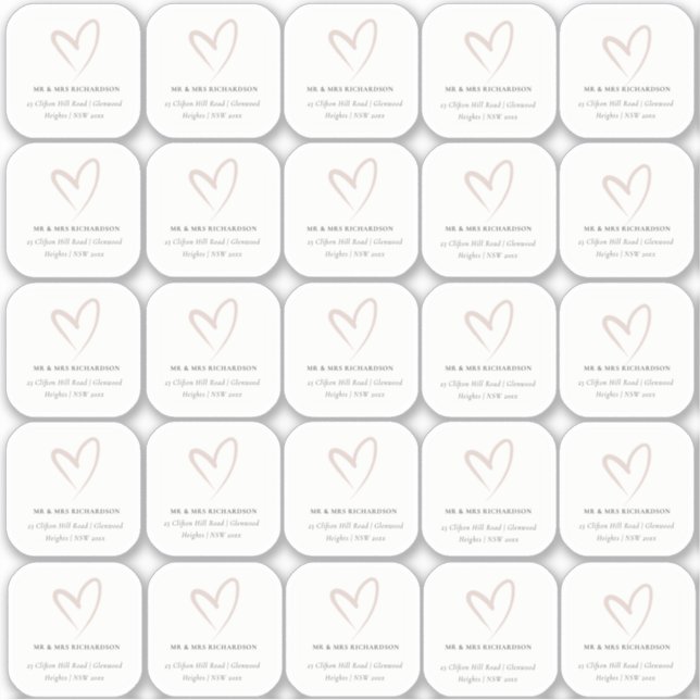 Pegatina Elegante minimal nombre simple de invitado Rubor H (Anverso)