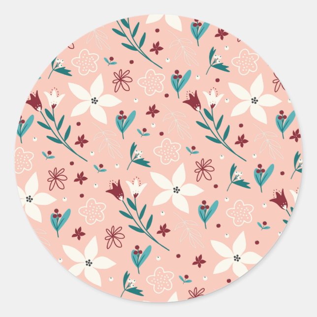 Pegatina elegante Moda floral rosa (Anverso)