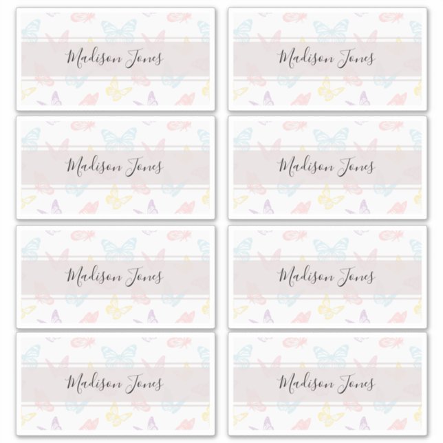 Pegatina Elegante Modelo de mariposa blanca Niños Libro de  (Anverso)