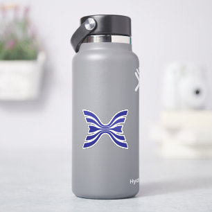 Pegatina Elegante Monograma de Letra X con Línea Azul
