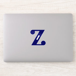 Pegatina Elegante Monograma de Letra Z Azul