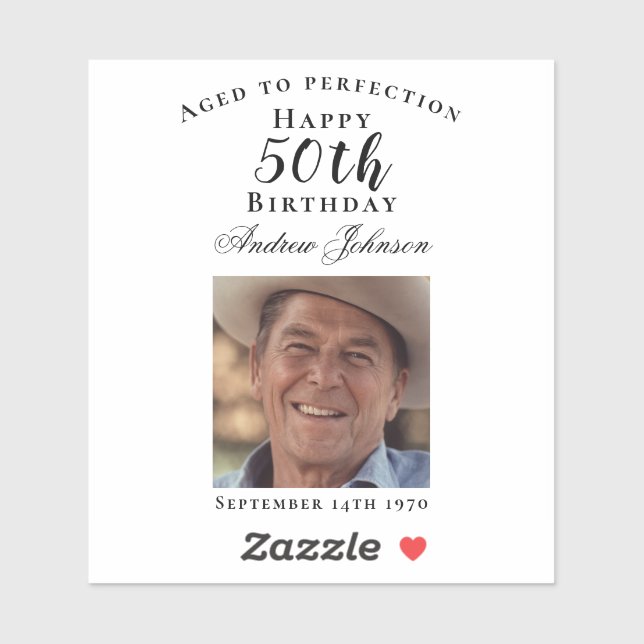 Pegatina Elegante negro de 50 años de edad con foto de perf (Hoja)